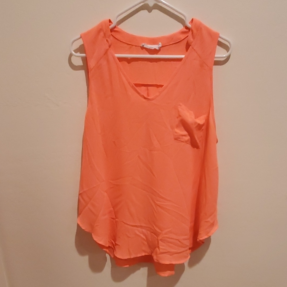 Bright pink crepe satin tank with pocket